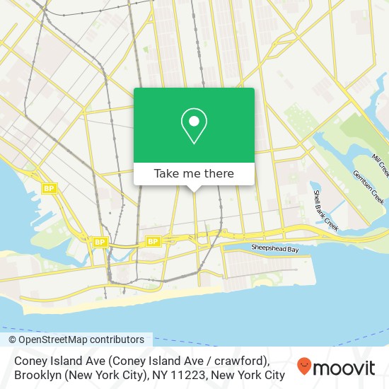 Mapa de Coney Island Ave (Coney Island Ave / crawford), Brooklyn (New York City), NY 11223