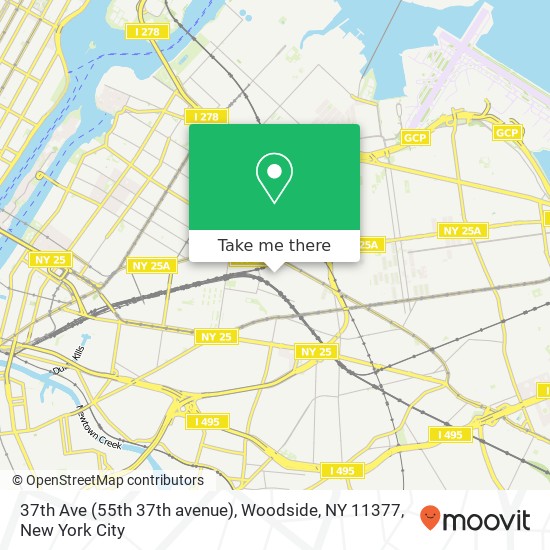Mapa de 37th Ave (55th 37th avenue), Woodside, NY 11377