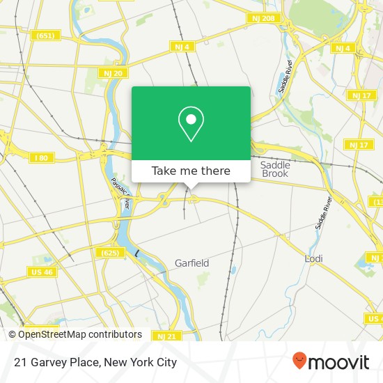Mapa de 21 Garvey Place, 21 Garvey Pl, Elmwood Park, NJ 07407, USA