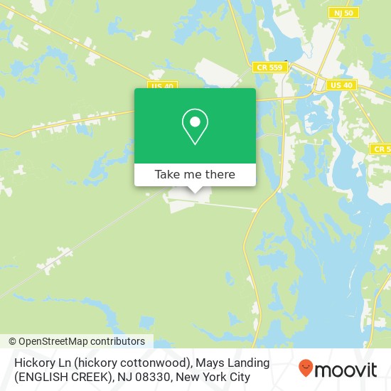 Hickory Ln (hickory cottonwood), Mays Landing (ENGLISH CREEK), NJ 08330 map