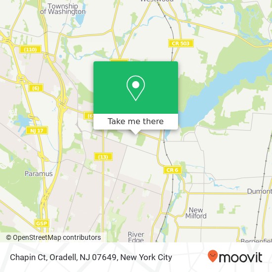 Mapa de Chapin Ct, Oradell, NJ 07649