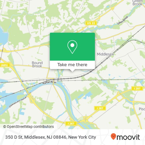 Mapa de 350 D St, Middlesex, NJ 08846