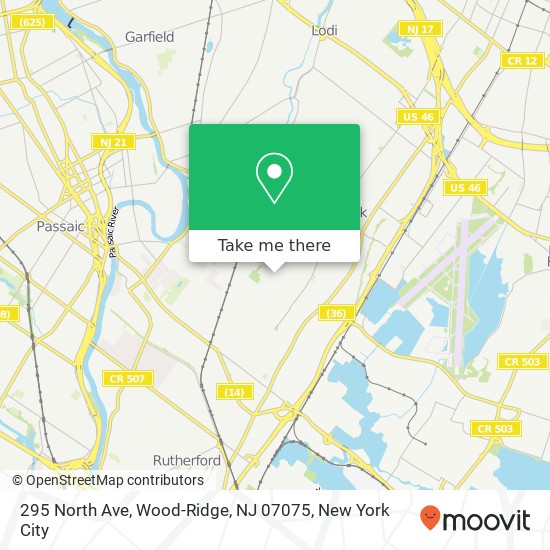 Mapa de 295 North Ave, Wood-Ridge, NJ 07075