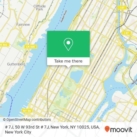 Mapa de # 7J, 50 W 93rd St # 7J, New York, NY 10025, USA