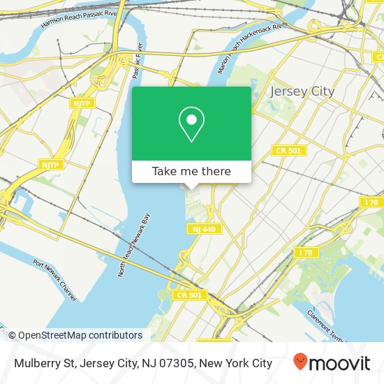 Mapa de Mulberry St, Jersey City, NJ 07305