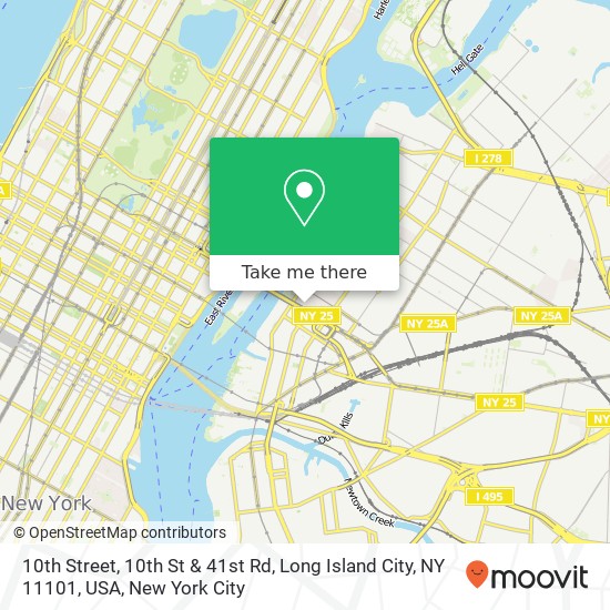 Mapa de 10th Street, 10th St & 41st Rd, Long Island City, NY 11101, USA