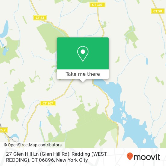 Mapa de 27 Glen Hill Ln (Glen Hill Rd), Redding (WEST REDDING), CT 06896