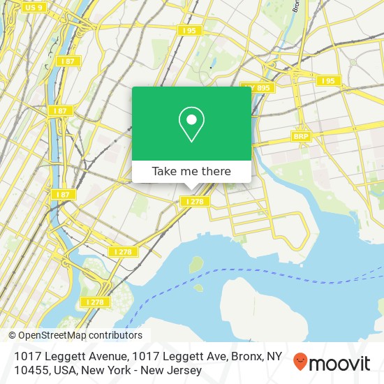 1017 Leggett Avenue, 1017 Leggett Ave, Bronx, NY 10455, USA map