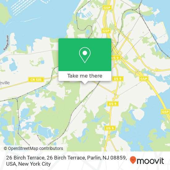 Mapa de 26 Birch Terrace, 26 Birch Terrace, Parlin, NJ 08859, USA