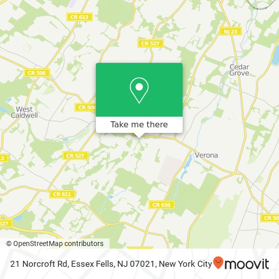 Mapa de 21 Norcroft Rd, Essex Fells, NJ 07021