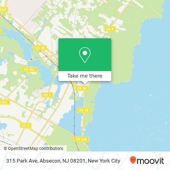 Mapa de 315 Park Ave, Absecon, NJ 08201