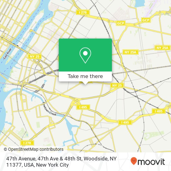 Mapa de 47th Avenue, 47th Ave & 48th St, Woodside, NY 11377, USA