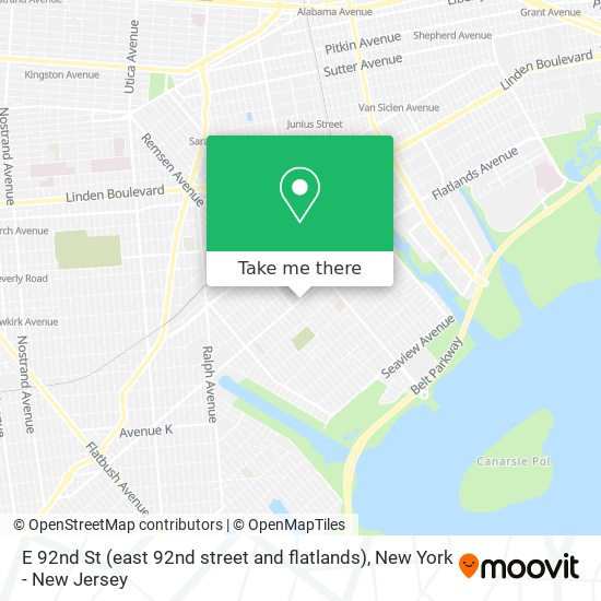 Mapa de E 92nd St (east 92nd street and flatlands)
