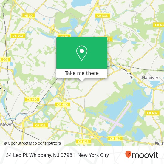 Mapa de 34 Leo Pl, Whippany, NJ 07981