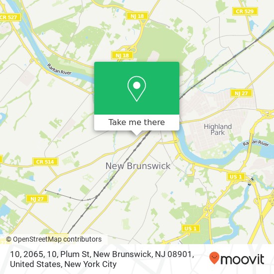 10, 2065, 10, Plum St, New Brunswick, NJ 08901, United States map