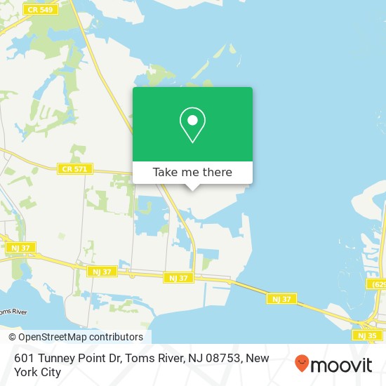 Mapa de 601 Tunney Point Dr, Toms River, NJ 08753