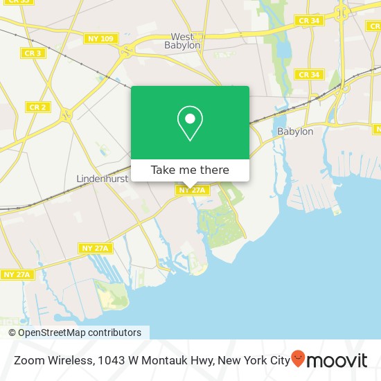 Mapa de Zoom Wireless, 1043 W Montauk Hwy