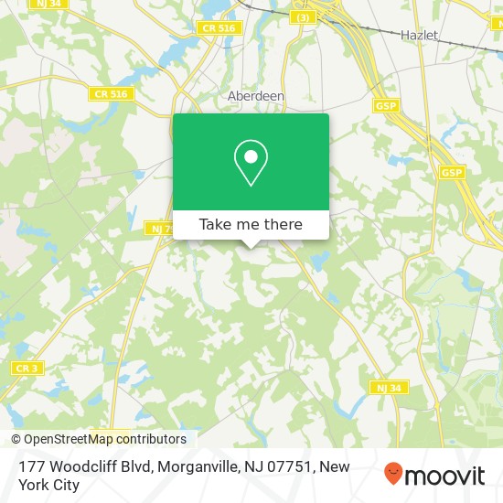 Mapa de 177 Woodcliff Blvd, Morganville, NJ 07751