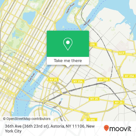 Mapa de 36th Ave (36th 23rd st), Astoria, NY 11106