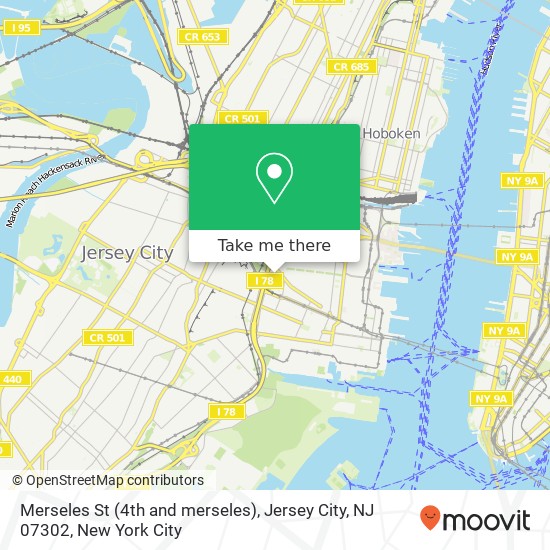 Mapa de Merseles St (4th and merseles), Jersey City, NJ 07302
