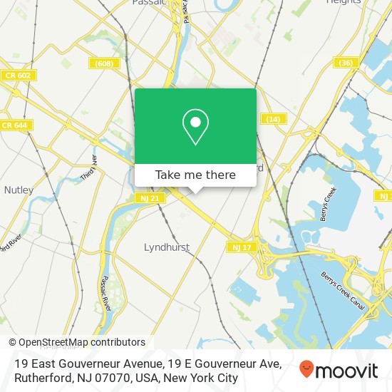 19 East Gouverneur Avenue, 19 E Gouverneur Ave, Rutherford, NJ 07070, USA map