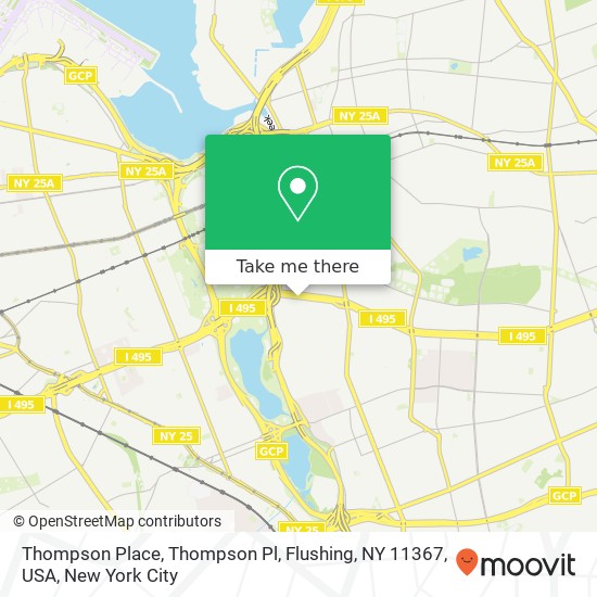 Mapa de Thompson Place, Thompson Pl, Flushing, NY 11367, USA