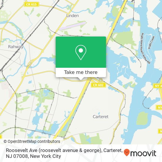 Mapa de Roosevelt Ave (roosevelt avenue & george), Carteret, NJ 07008