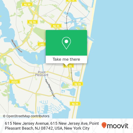 615 New Jersey Avenue, 615 New Jersey Ave, Point Pleasant Beach, NJ 08742, USA map