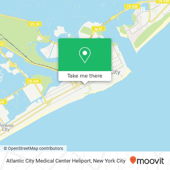 Atlantic City Medical Center Heliport map