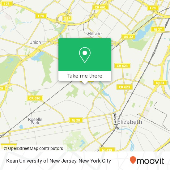 Kean University of New Jersey map