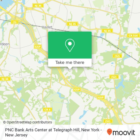 PNC Bank Arts Center at Telegraph Hill map