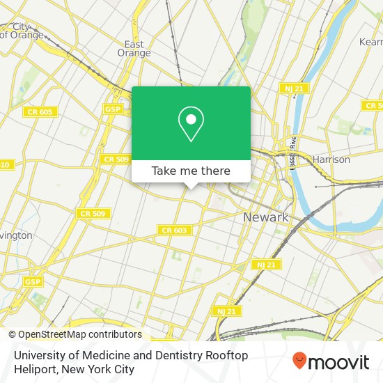 Mapa de University of Medicine and Dentistry Rooftop Heliport