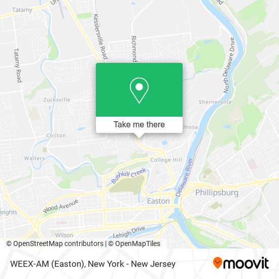 WEEX-AM (Easton) map