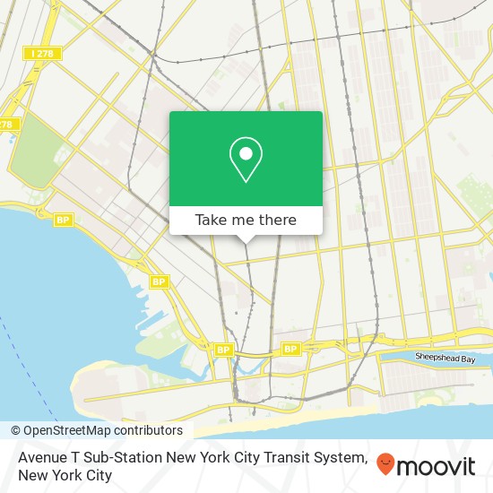 Avenue T Sub-Station New York City Transit System map