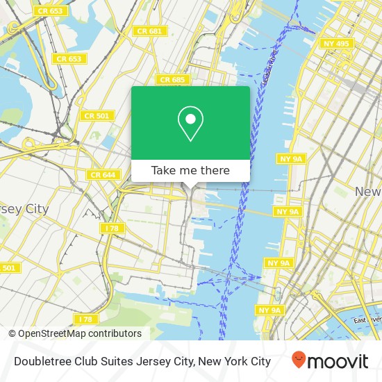 Doubletree Club Suites Jersey City map
