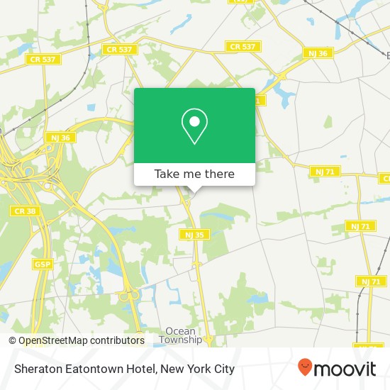 Sheraton Eatontown Hotel map