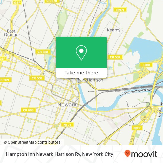 Hampton Inn Newark Harrison Rv map