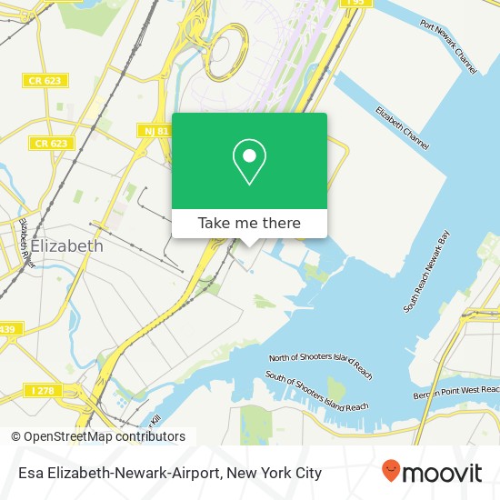 Mapa de Esa Elizabeth-Newark-Airport