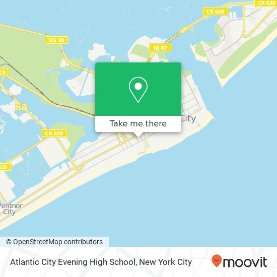 Mapa de Atlantic City Evening High School