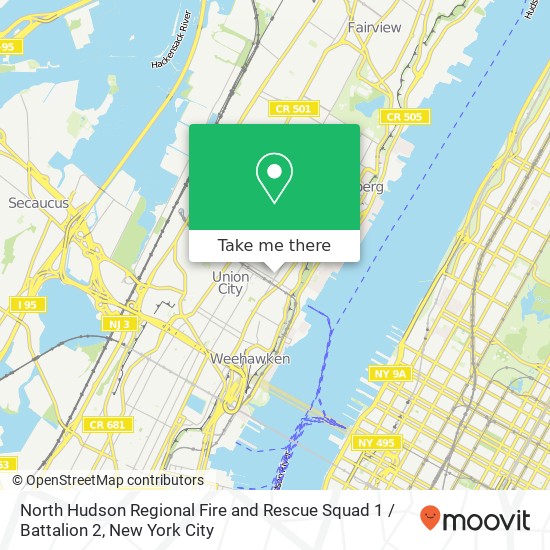 Mapa de North Hudson Regional Fire and Rescue Squad 1 / Battalion 2