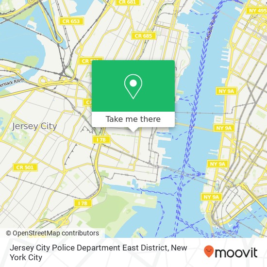 Jersey City Police Department East District map
