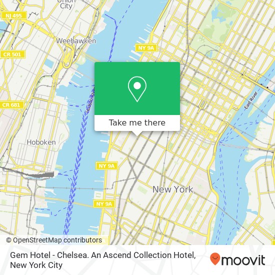 Gem Hotel - Chelsea. An Ascend Collection Hotel map