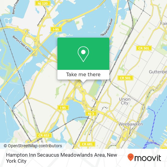 Hampton Inn Secaucus Meadowlands Area map