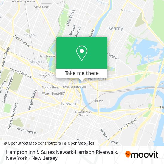 Mapa de Hampton Inn & Suites Newark-Harrison-Riverwalk