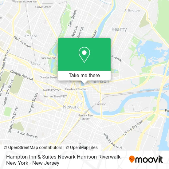 Hampton Inn & Suites Newark-Harrison-Riverwalk map