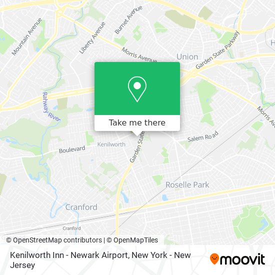 Mapa de Kenilworth Inn - Newark Airport
