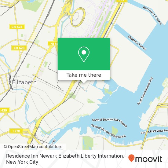 Mapa de Residence Inn Newark Elizabeth Liberty Internation
