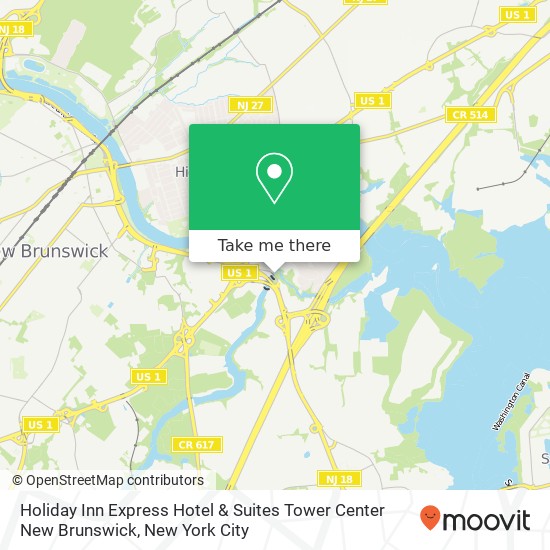 Mapa de Holiday Inn Express Hotel & Suites Tower Center New Brunswick