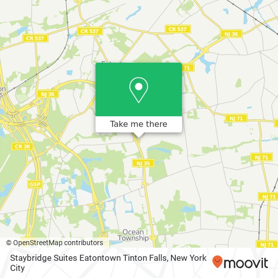 Staybridge Suites Eatontown Tinton Falls map