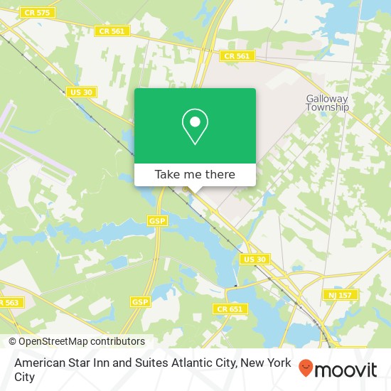 American Star Inn and Suites Atlantic City map